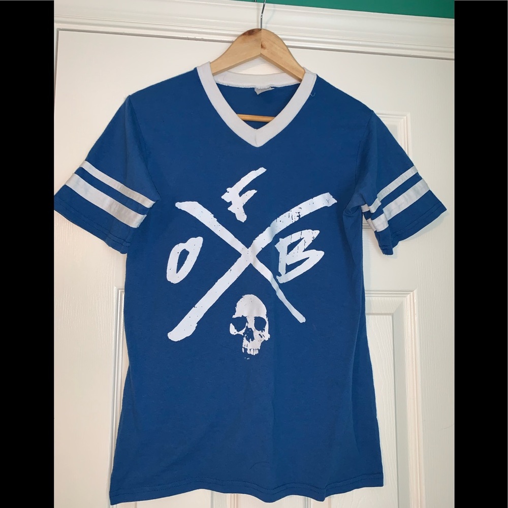 Fall Out Boy Blue and White Skull X T-Shirt UNISEX